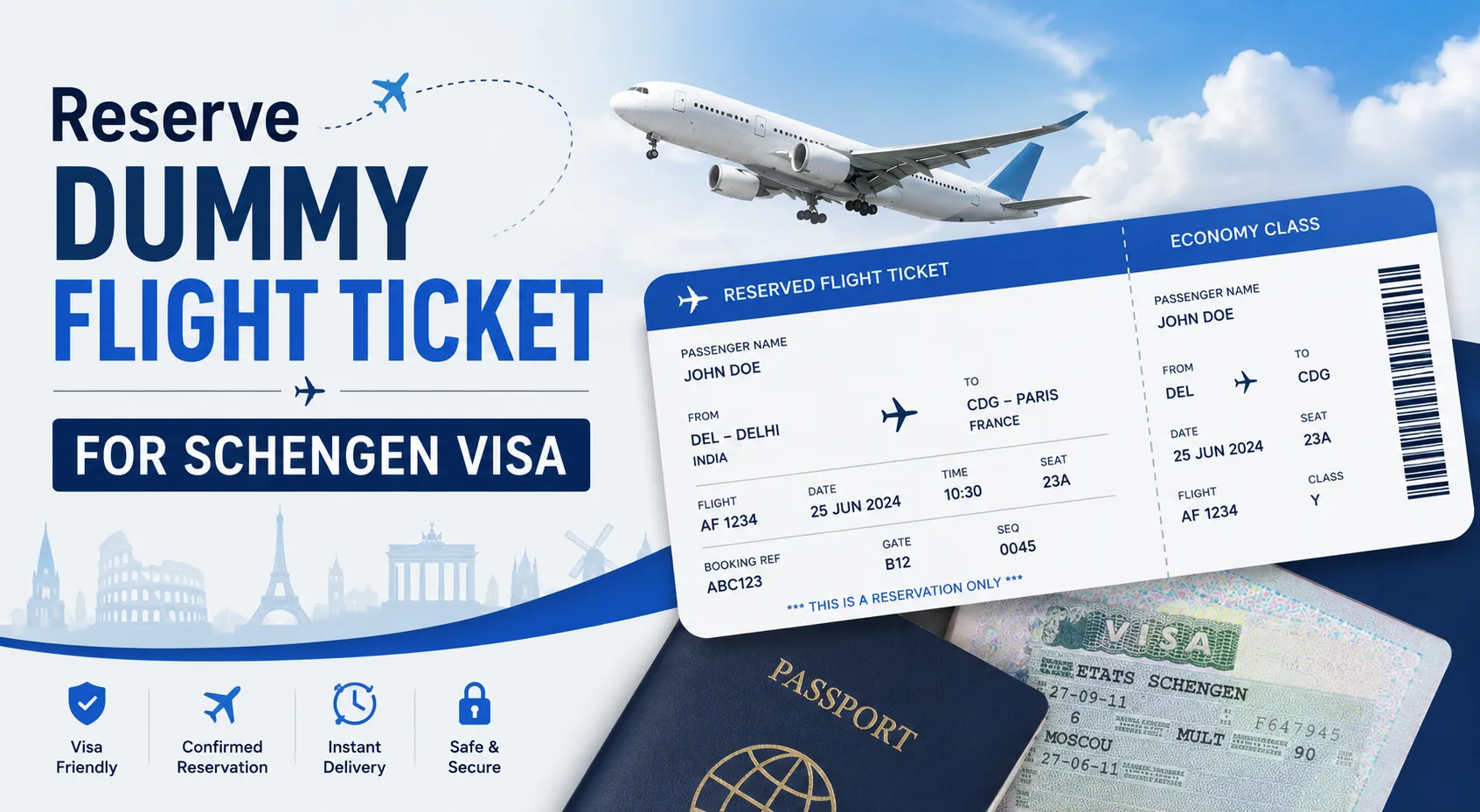 Reserve Dummy Flight Ticket for Schengen Visa